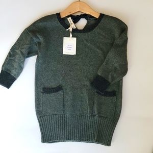 Babe and Tess Girls Green Black Sweater Dress